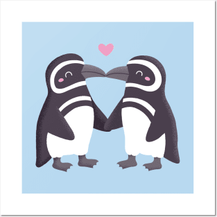 Kissing Penguins Couple Posters and Art